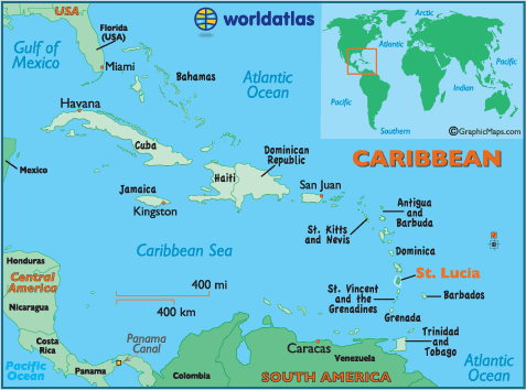 caribbean map saint lucia